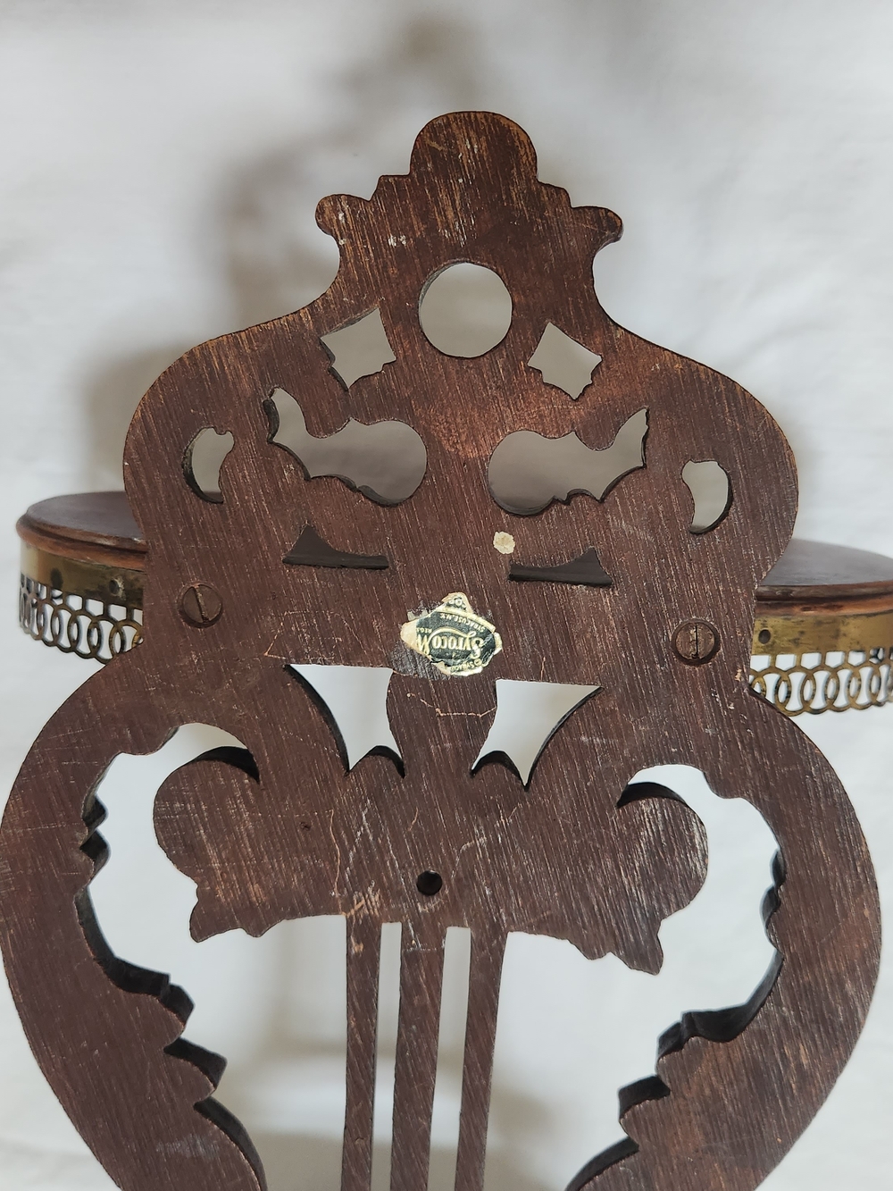 Syroco Ornate Two-Tier Wood & Brass Wall Shelf - Deep Mahogany - Picture 12 of 16